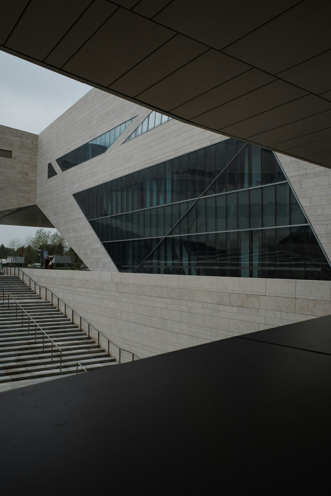 Modern office building entrance in a Swiss city